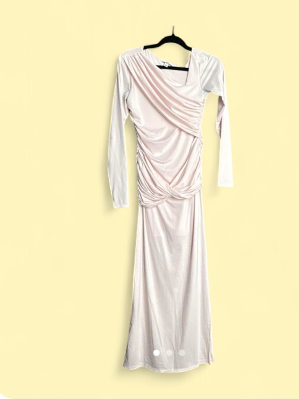 Bar III Light Pink Long-Sleeve Ruched Maxi Dress